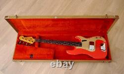 1959 Fender Precision Bass Pre-CBS Vintage Bass Gold Guard Fiesta Red with Case