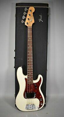 1966 Fender Precision Bass Olympic White Vintage P-Bass Electric Guitar withOHSC