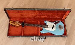 1967 Fender Mustang Bass Vintage Electric Short Scale Bass Daphne Blue with Case