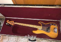 1976 Fender P Precision bass vintage, natural Fitted Road Case Original