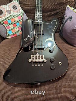 1977 Gibson RD Standard Bass Guitar in rare Ebony, plush branded Strap & gig bag