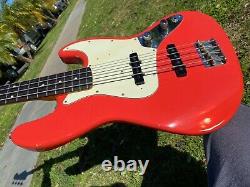 1998 Fender Custom Shop Stack Knob Jazz Bass Fiesta Red Cunetto 1960's Relic