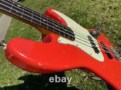 1998 Fender Custom Shop Stack Knob Jazz Bass Fiesta Red Cunetto 1960's Relic