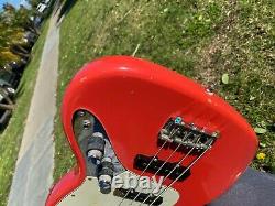 1998 Fender Custom Shop Stack Knob Jazz Bass Fiesta Red Cunetto 1960's Relic