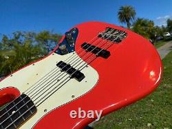 1998 Fender Custom Shop Stack Knob Jazz Bass Fiesta Red Cunetto 1960's Relic