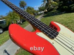 1998 Fender Custom Shop Stack Knob Jazz Bass Fiesta Red Cunetto 1960's Relic