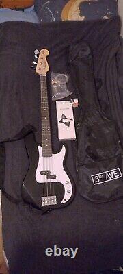 3rd AVE 4 String Electric Bass Guitar Black And White Amp NOT Included