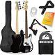 3rd Avenue Full Size 4/4 Electric Bass Guitar Beginner Full, Black With White