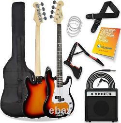 3rd Avenue Full Size 4/4 Electric Bass Guitar Beginner Pack Kit with 15W