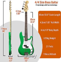 3rd Avenue Full Size 4/4 Electric Bass Guitar Beginner Pack Kit with 15W Tuner