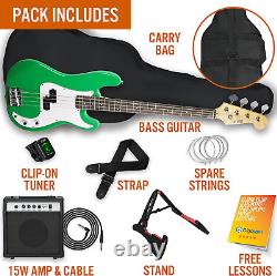 3rd Avenue Full Size 4/4 Electric Bass Guitar Beginner Pack Kit with 15W Tuner