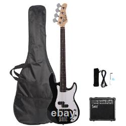 4/4 Electric Bass Guitar Set With 20W Amp Bag Strap Cable Wrench Bag Kit Full Set