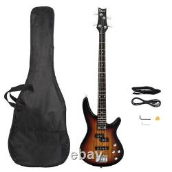 4 String Electric Bass Guitar Full Size GIB Bass withBag, Strap, Wire Sunset Color
