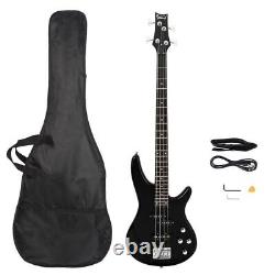 4 String Electric Bass Guitar Kit With Guitar Bag Strap Power Wire Tools Set Black