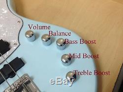 4-String Electric Bass Guitar withPre-Amp, Light Blue+Free Gig BagHybrid-4PJ Haze