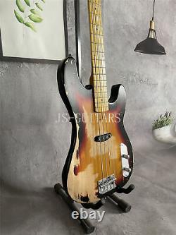 4 String Relic Precision Bass Electric Guitar Sunburst Solid Body Fast Ship