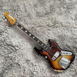 4 String Sunburst Heavy Relic Electric Bass Guitar Rosewood Fretboard Maple Neck