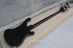 4-string Black Body Electric Bass Guitar Left-handed White Pickguard Chrome Hard