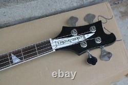 4-string Black Body Electric Bass Guitar Left-handed White Pickguard Chrome Hard