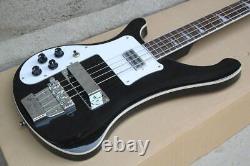 4-string Black Body Electric Bass Guitar Left-handed White Pickguard Chrome Hard