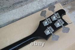 4-string Black Body Electric Bass Guitar Left-handed White Pickguard Chrome Hard