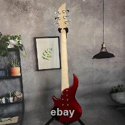6 String Metallic Red Electric Bass Guitar Rosewood Fretboard Fast Shipping