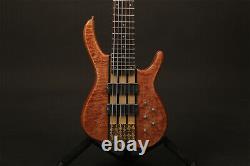 6 String Quilted Maple Top Electric Bass Guitar Bolt on Gold Hardware