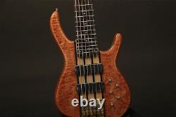 6 String Quilted Maple Top Electric Bass Guitar Bolt on Gold Hardware