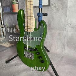 6 String Transparent Green Jazz Bass Electric Guitar Chrome Hardware ASH Body