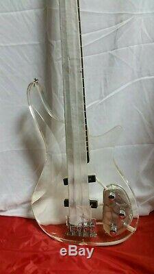 ACRYLIC SEE-THRU ELECTRIC BASS GUITAR 4 STRING 2 SNGL COIL-NEW WithFREE CASE