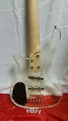ACRYLIC SEE-THRU ELECTRIC BASS GUITAR 4 STRING 2 SNGL COIL-NEW WithFREE CASE