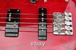 Aria Pro 2 Bass Guitar Mij Active/passive Pickups See Through Red Korean H Case