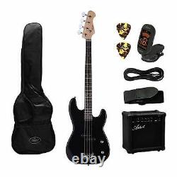 Artist PB2 Black Electric Bass Guitar + Amp and Accessories