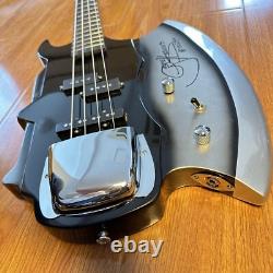 Axe Shape Bass Silver Burst Electric Guitar Black Fretboard Chrome Hardware
