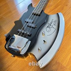 Axe Shape Bass Silver Burst Electric Guitar Black Fretboard Chrome Hardware