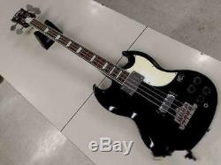BURNY BEB-65 Electric Bass Guitar SG Black Used from Japan