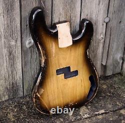 Bass Guitar Body Heavy Relic PB Style Tobacco Sunburst on Swamp Ash Nitro