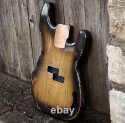 Bass Guitar Body Heavy Relic PB Style Tobacco Sunburst on Swamp Ash Nitro