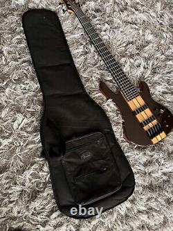 Bass Guitar Mazeti WHTB 6 String With Fender Gig Bag, Leather Strap And Stand