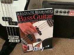 Bass Guitar, amplifier, spare strings, gig bag, instruction book