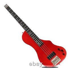 Batking Travel Bass Guitar Headless Electric Bass 4 Strings in Red