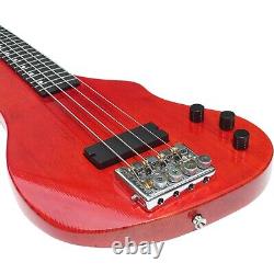 Batking Travel Bass Guitar Headless Electric Bass 4 Strings in Red