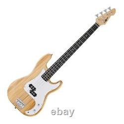 Beginners Bass Guitar with Gig Bag & Cable LA by Gear4music Natural