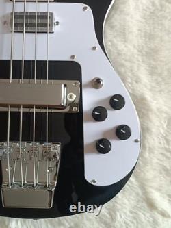 Black 4-string bass electric guitar mahogany body chrome hardware, 6 strings