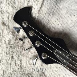Black Electric Bass Guitar 4 String White Hardware Digital Black Fingerboard