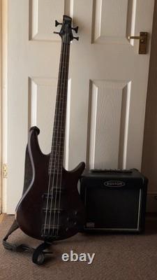 Black Ibanez Mikro Bass Guitar With Black Kustom Amplifier