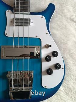 Blue 4-string bass guitar rosewood fingerboard and chrome hardware, 22 frets