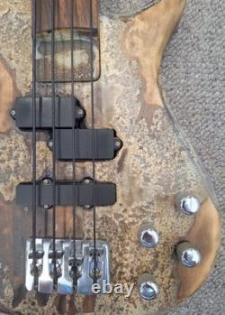 Burnt blowtorched bass guitar unique 4 string custom active fretless