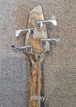 Burnt blowtorched bass guitar unique 4 string custom active fretless