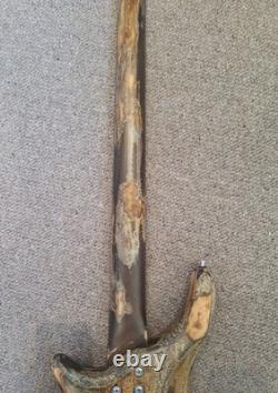 Burnt blowtorched bass guitar unique 4 string custom active fretless